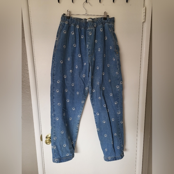 Urban Outfitters BDG Smiley Face Baggy Elastic Waist Jeans - Picture 1 of 3